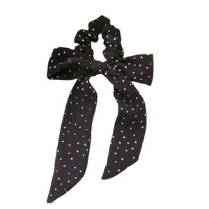 Handmade Black Hair Scrunchie with Bow NWT